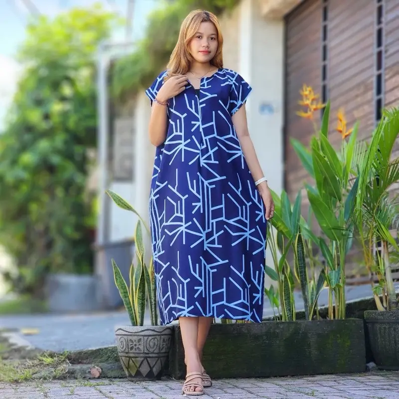 Daster bali jumbo busui ld 130 cm Musim panas Polos Bunga Bunga Bunga Bunga Bunga Katun Poliester Musim panas 2