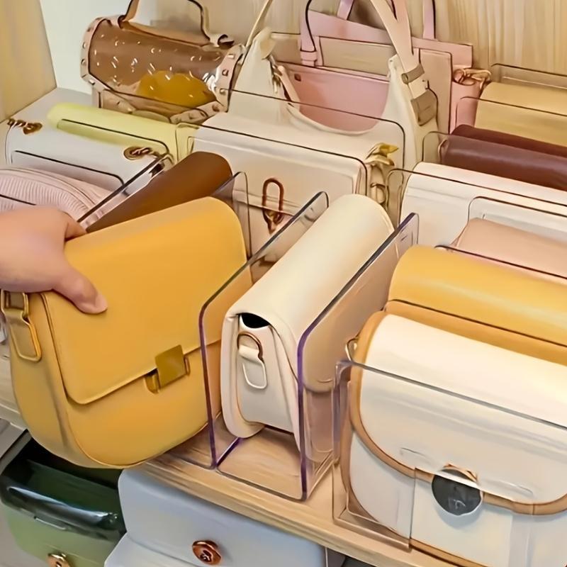 Transparent Handbag Storage Rack, 2 Counts/set 4 Compartment Handbag Organizer, Durable Bag Storage Rack for Closet, Home Organizer for Bedroom 7