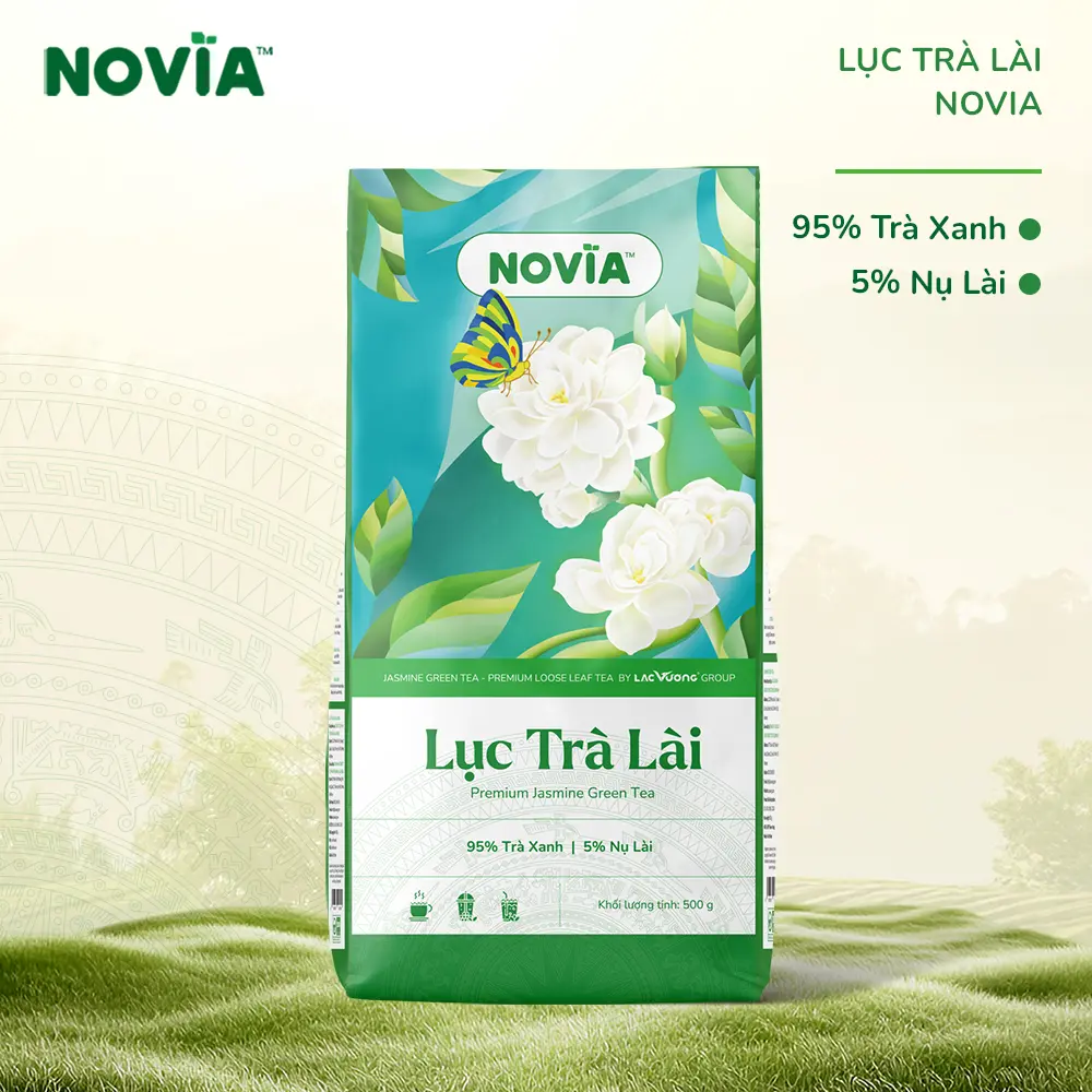 Lục Trà Lài Novia 500g (Trà Xanh Hoa Lài, Trà Lài, Trà Hoa Nhài, Trà Nhài)