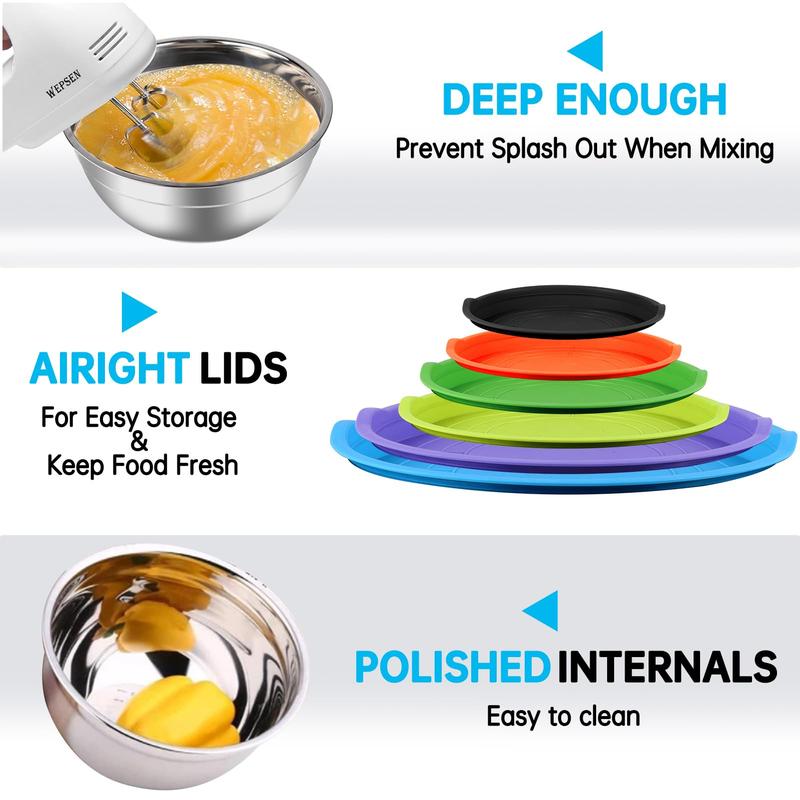 Product Introduction of Kitchen Mixing Bowl with Lid Set, 27pcs/set Baking Sets, Including Nesting Bowls, Measuring Cups & Spoons, Egg Beater, Brush & Scraper, Kitchen Sets, Kitchen Gadgets 4