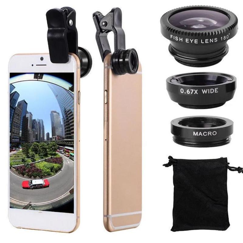 3 In1 Fisheye Phone Lens 0.67X Wide Angle Zoom Fish Eye Macro Lenses Camera Kits With Clip Lens R0S7 2