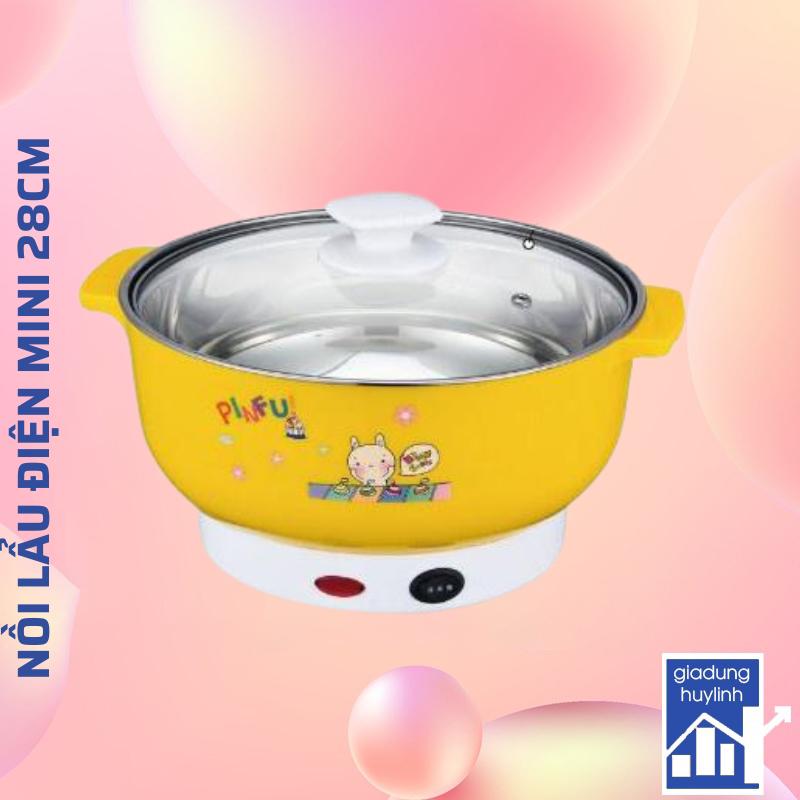  Nồi lẩu điện - Nồi .mini đa năng size 28cm công suất 1000w nhanh sôi dùng được cho 2 - 3 người ăn 1 tầng 