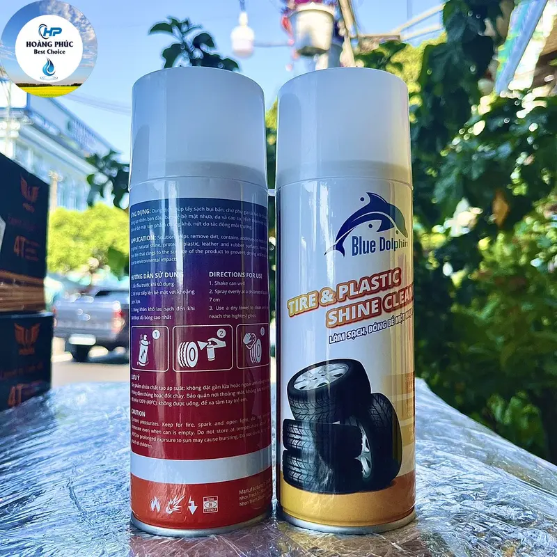 [Mẫu Mới] Chai Xịt Phục Hồi Nhựa Nhám Và Làm Bóng Lốp Xe BZ TIRE SHINE Blue Dolphin 450ml 5