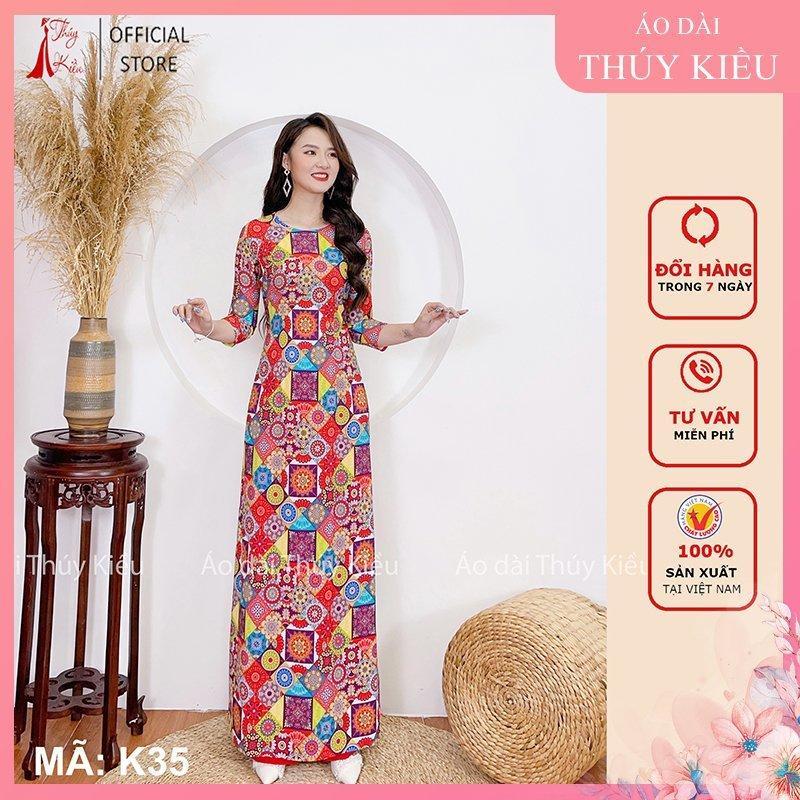 K35 Áo dài đẹp truyền thống nữ may sẵn thiết kế cô ba sài gòn thổ cẩm mềm mại, co giãn, áo dài giá rẻ