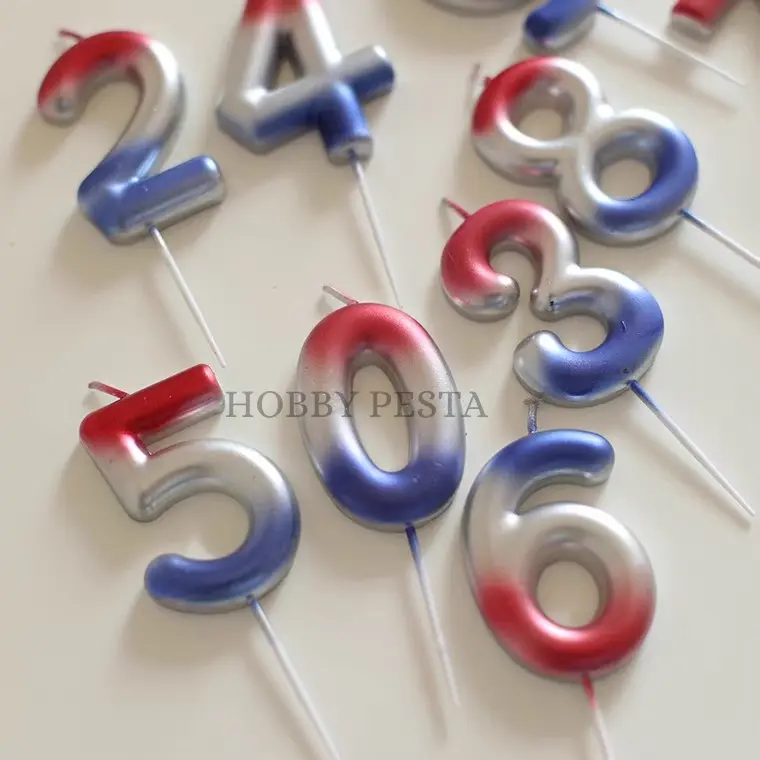 LILIN ANGKA GRADASI MERAH BIRU / LILIN ULANG TAHUN / LILIN ULTAH / BIRTHDAY CANDLE 1