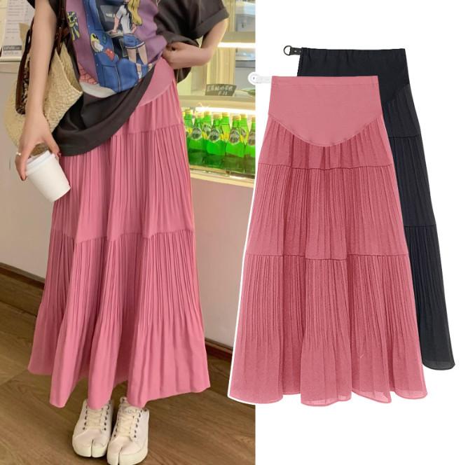  Chân váy bầu dài vải voan dập ly CV42- hàng nhập cao cấp có 2 màu lựa chọn Cotton Thun 