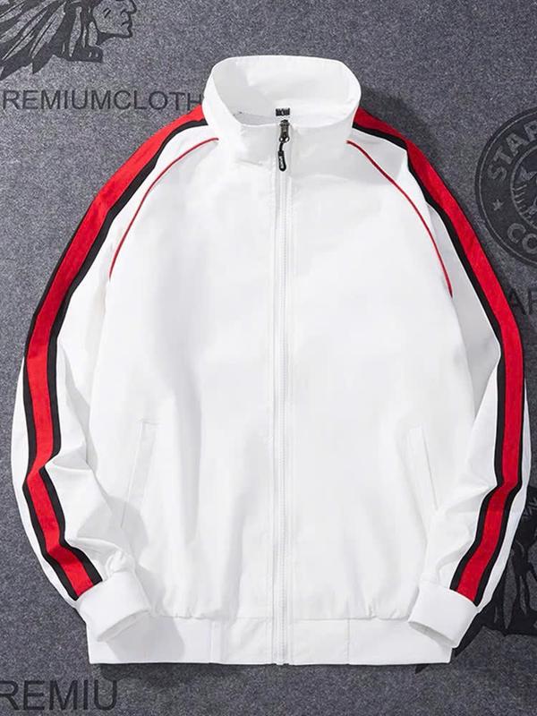 áo khoát dù nam nữ trắng viền đỏ - chất dù 2 lớp Menswear Jacket