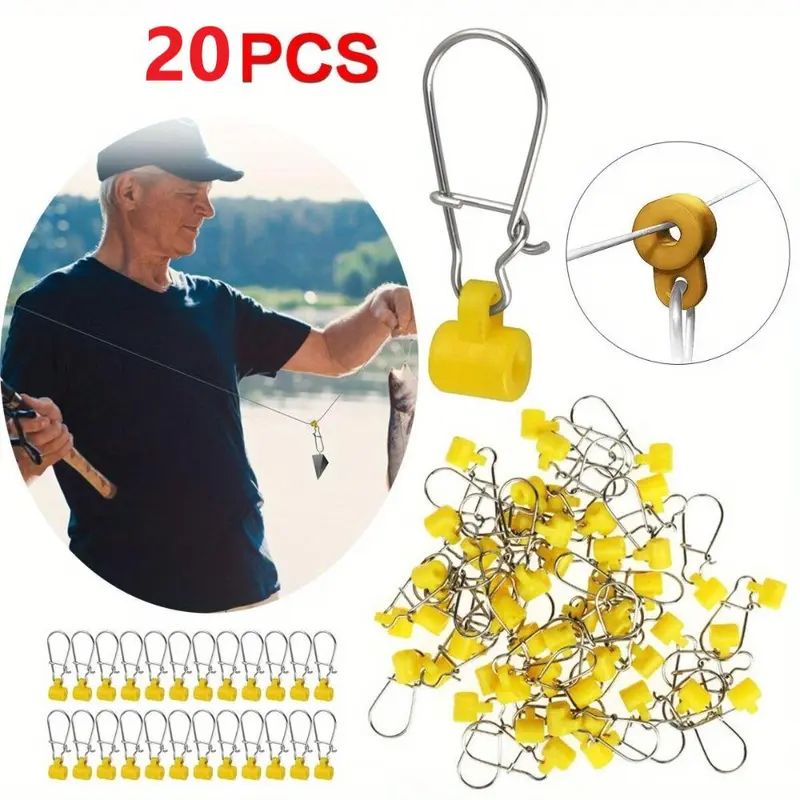 Fishing Sinker Slide with Hooked Snap, 20pcs Stainless Steel Fishing Line Connector, Fishing Gear Set, Outdoor Fishing Accessories 2