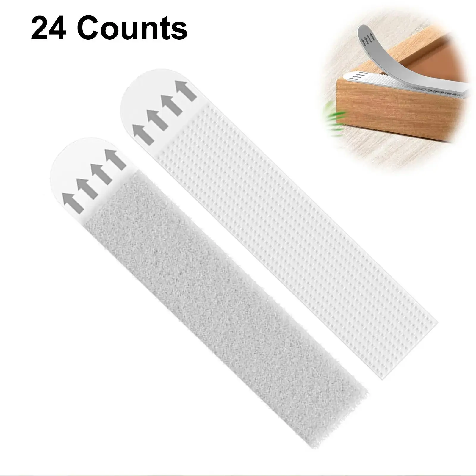 Picture Hanging Strip, 24pcs Wall Adhesive, Strong Non-marking Adhesive Removable Adhesive Hooks, Photo Frame Easy Pull Adhesive Velcro