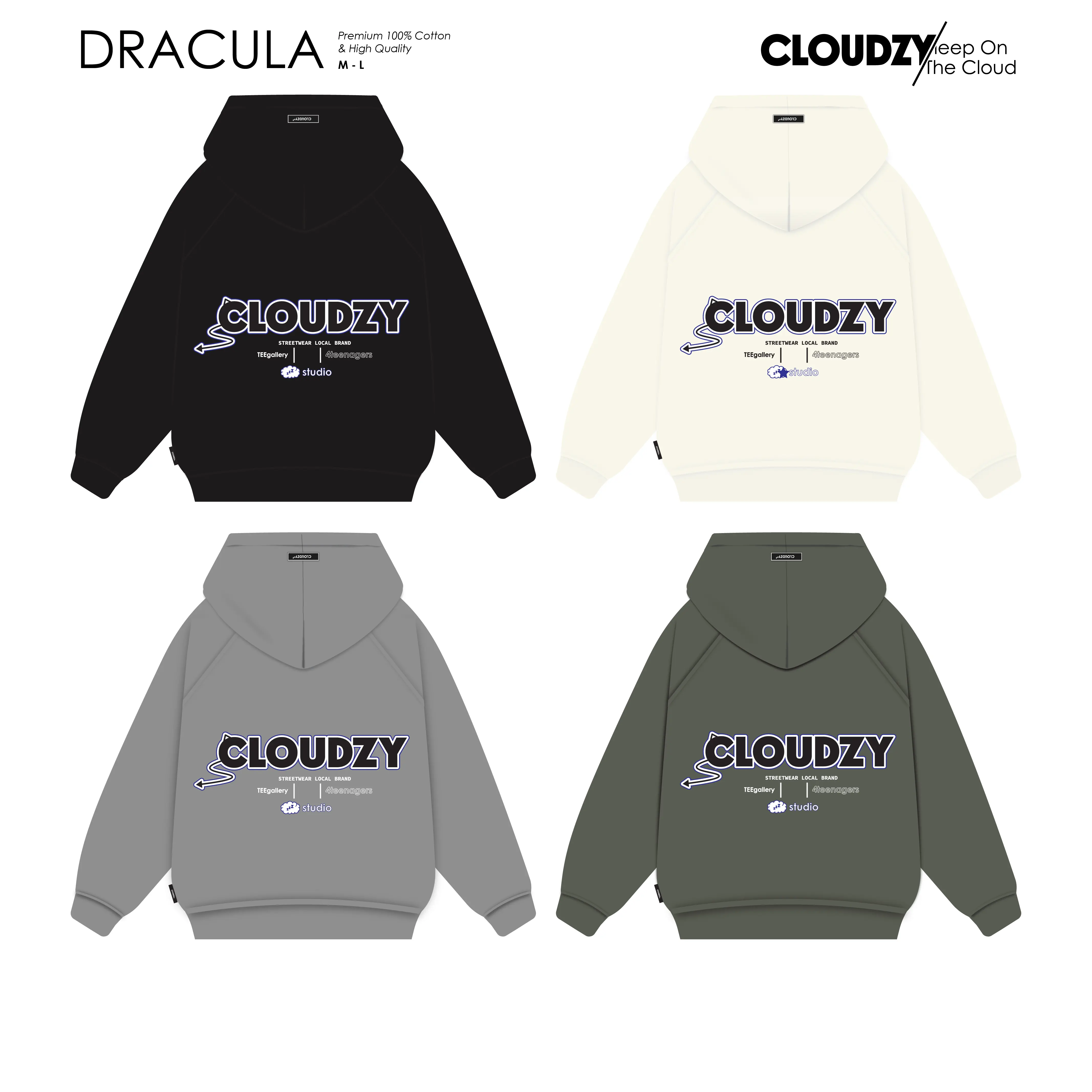 Áo hoodie nam nữ local brand unisex cặp đôi nỉ ngoại cotton form rộng có mũ xám đen dày oversize CLOUDZY DRACULA