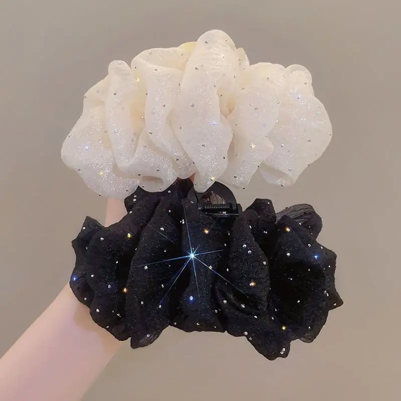 Kẹp Lấy Bong Bóng Đám Mây Ngọc Trai Gạc, Kẹp Tóc Nơ Lớn, Kẹp Cá Mập Sau Đầu, Thanh Lịch, Phụ Kiện Tóc Tất Cả Cho Phụ Nữ 3