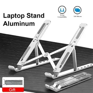 P3 - Foldable Laptop Stand Aluminium Stand Notebook Tablet Adjustable Anti Slip Tablet Stand Laptop Portable holder tab tablet iPad macbook laptop Besi metal aluminium