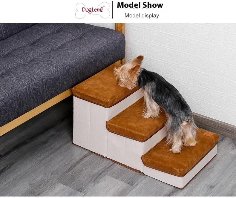 Product Introduction of 【SG Pet Supplies】Dog stairs Pet foldable stairs with storage and house mat bed ramp slope step dog stair puppy ladder climb 29026784195 3