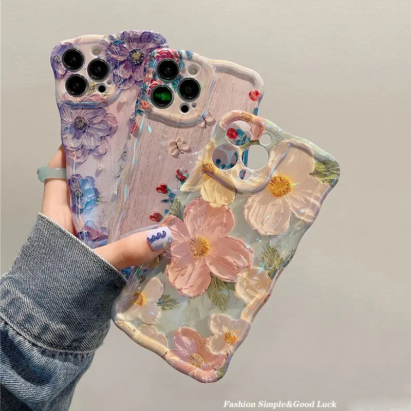Sarung Telefon Bunga Cahaya Biru Laser, Fesyen, Untuk iPhone 14 Pro Max, 11, 12, 13 Pro Max, 14Pro, 13Pro, 15pro Max, 15, 16 plus, Sarung Lembut TPU Kalis Kejutan Mewah