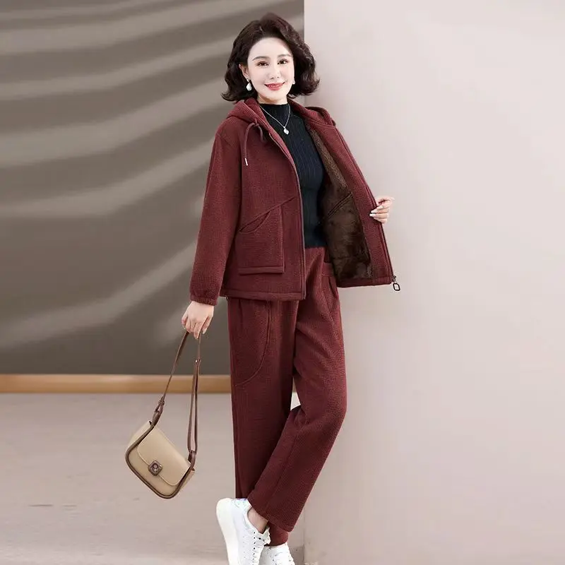 Trang Phục Quần Áo Thể Thao, Phong Cách Thường Ngày Dày Dặn, Áo, Dành Cho Phụ Nữ TRUNG NIÊN Và Cao Tuổi, Áo Khoác Mới, Lót Lông Cừu, Thích Hợp Cho Mùa Thu, 2024 6