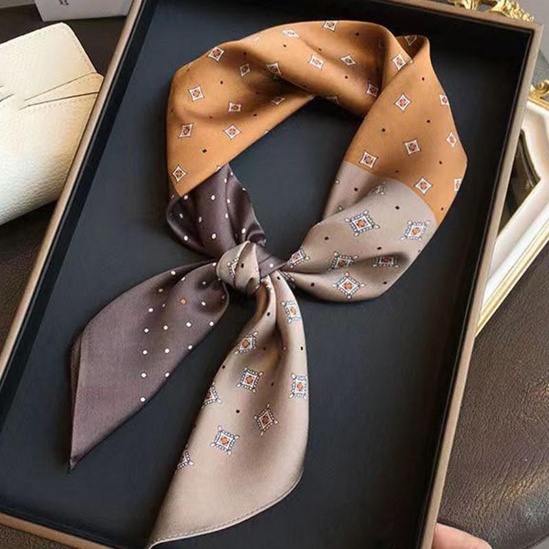 Khăn Quàng Cổ Vuông In Họa Tiết Chất Liệu Lụa Mô Phỏng 27,55 "x 27,55" Khăn Quàng Cổ Cho Nữ Phụ Kiện Thời Trang Đa Chức Năng Khăn Quàng Tóc 1 Chiếc WJ1026-02