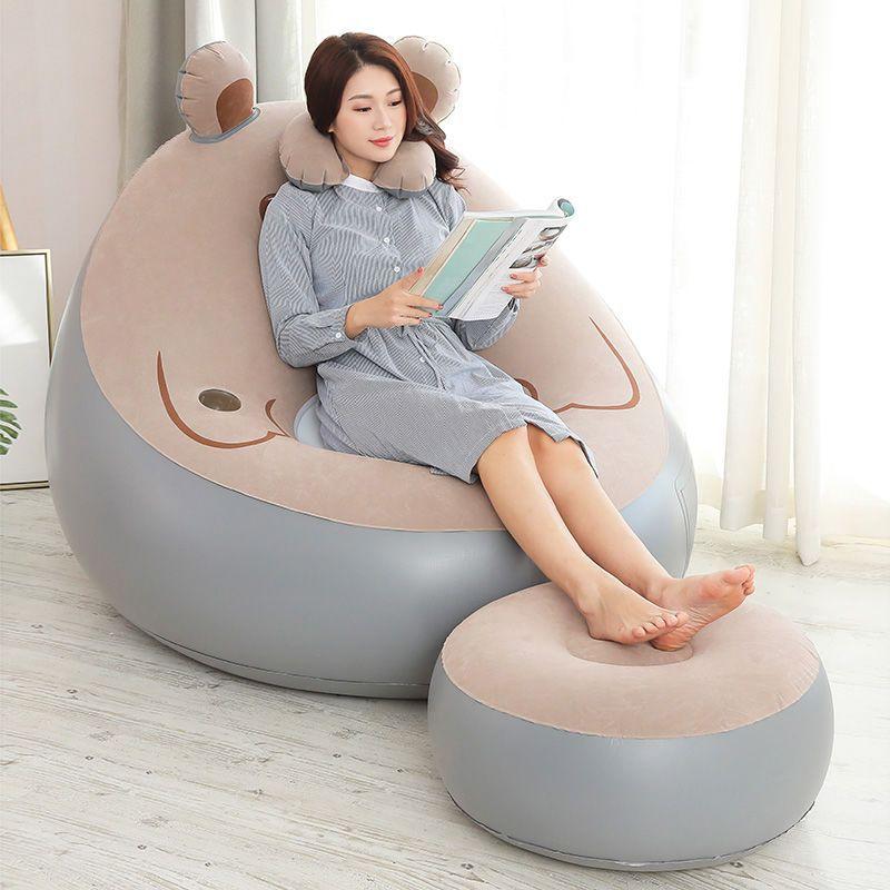 Product Introduction of Lazy Sofa Bear Inflatable Sofa Bedroom and Household Lazy Air Sofa Folding Balcony Small Sofa Sofa Bed 13