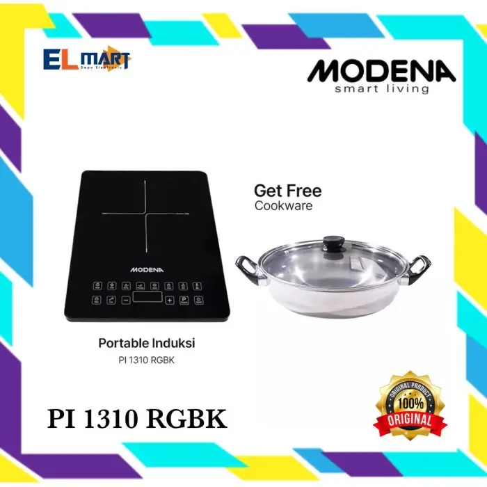 Modena Kompor Induksi Portable Free Panci PI 1310 RGBK 1310RGBK PI1310 Hitam 0