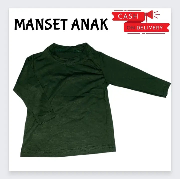 Baju Manset Anak Usia 1-9 Tahun Warna ( Hijau Botol ) Manset Bayi Laki-laki dan Perempuan Lengan Panjang Rayon Super Premium..
