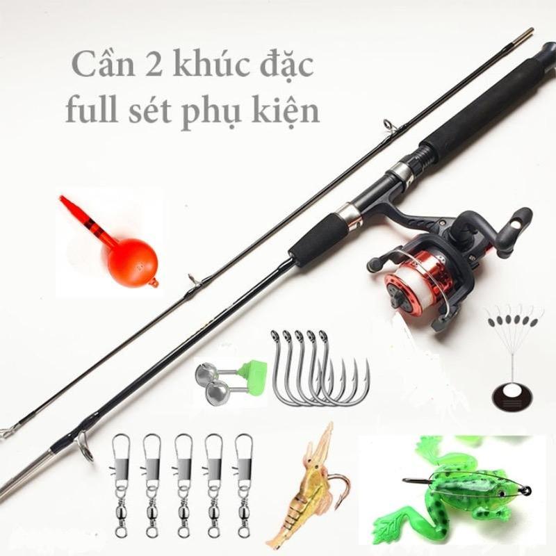 Bộ cần câu máy cần câu 2 khúc đặc kèm + máy câu 200 cuốn sẵn cước + full set phụ kiện Bắt Cá Đi Câu Fishing Câu Cá Fish A1