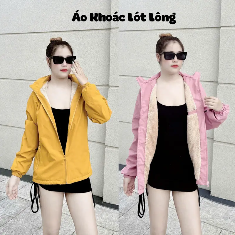 Áo khoác nữ lót lông cừu cao cấp có mũ to rộng Áo Khoác Hai Lớp 0