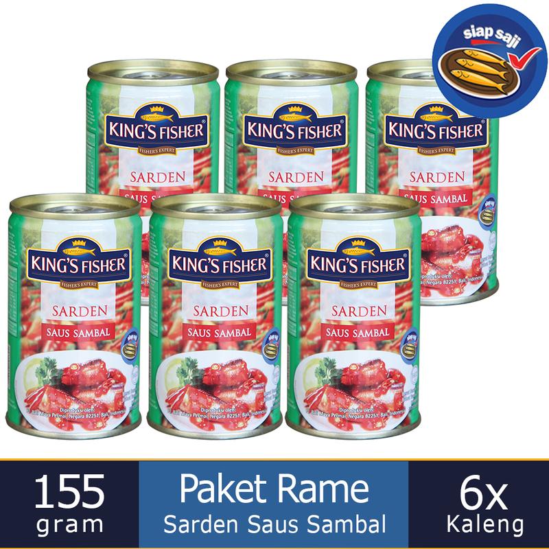 Paket 6 pcs King's Fisher Sarden mini saus sambal Makanan Kaleng 155g kings fisher 0