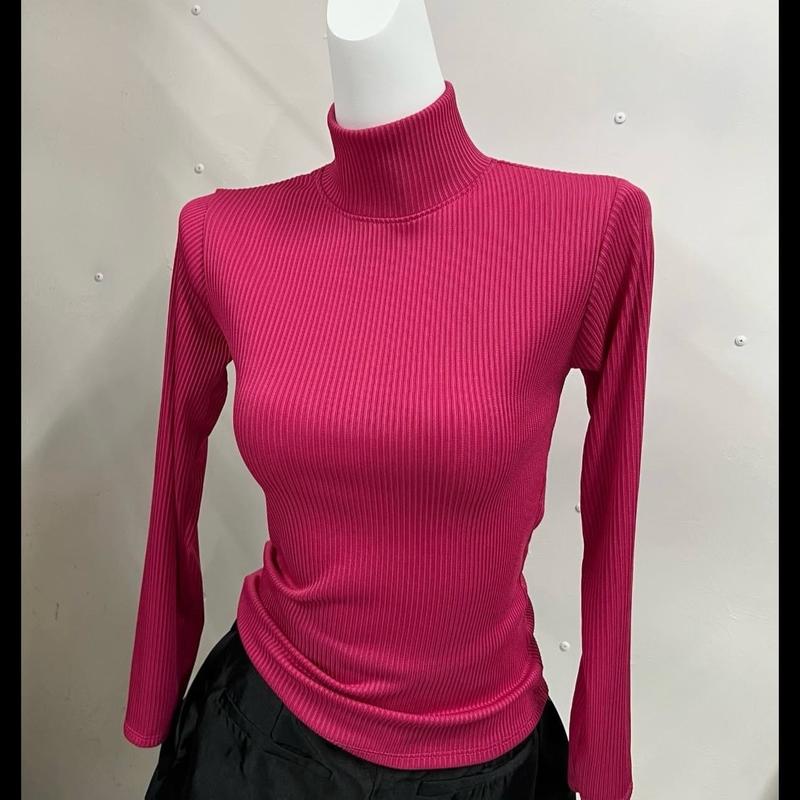 Áo thun CỔ LỌ GÂN TÀU (40-80kg) chất liệu thun gân tàu co giãn thoải mái mềm mịn mát Nữ Women