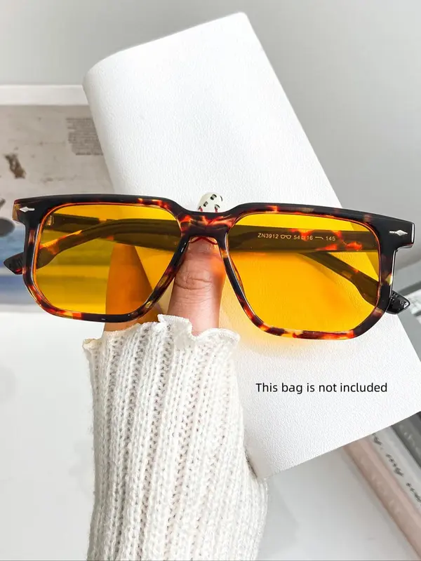 Unisex Street Trend Tortoiseshell Rectangle Frame Sunglasses, Trendy Vintage Sunglasses for Everyday Use, Fashion Accessories for Outdoor Activities 2