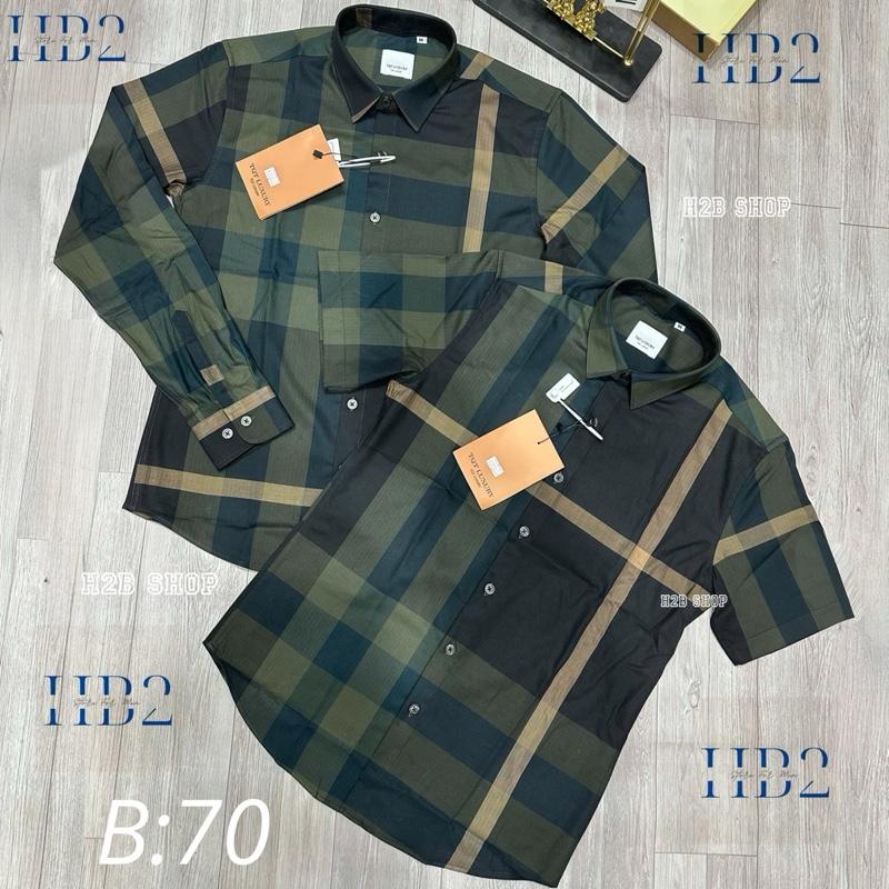Áo Sơ Mi Sọc Caro màu xanh Rêu Kẻ sọc Vàng Nam Kem Menswear Kate Shirt Tim Ngắn Tay Dài Tay