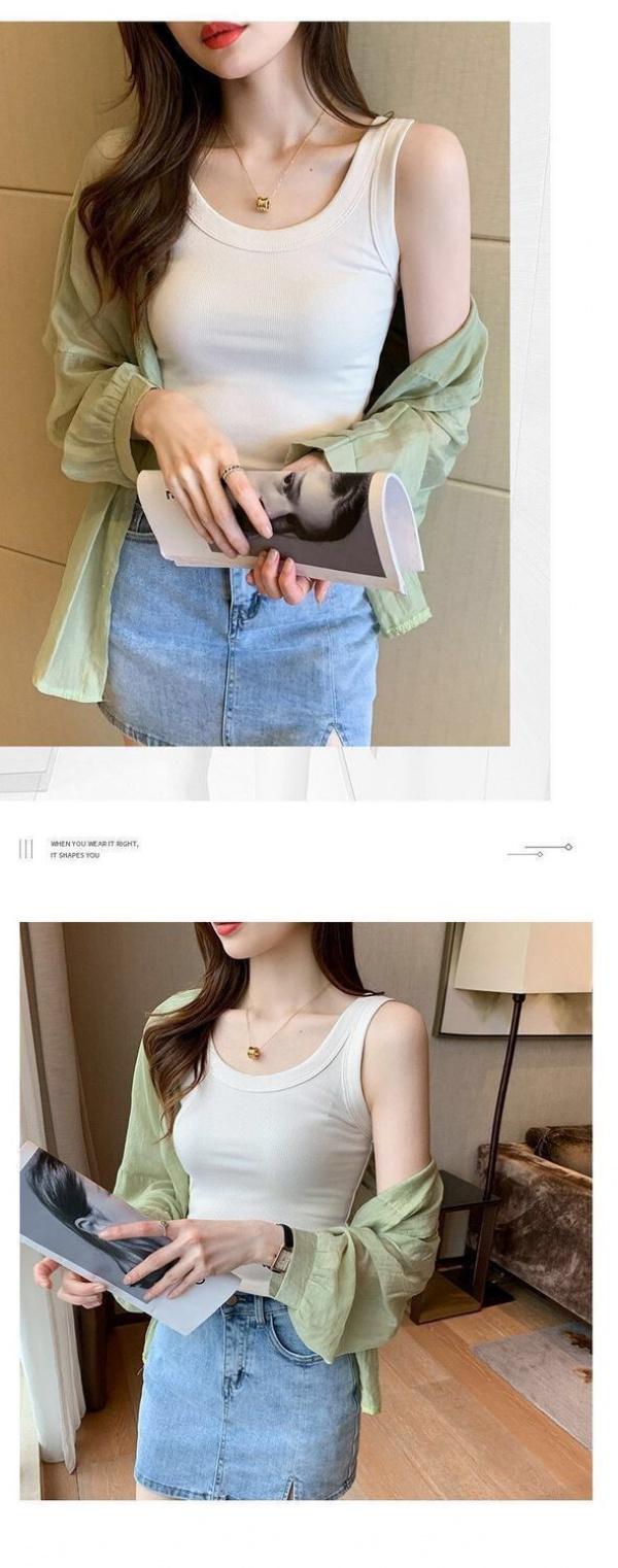Product Introduction of Popular Versatile Anti-Exposure Sleeveless Inner Match Bottoming Camisole Women'S Summer Slim Fit Slimming Outside Wear Korean Style 4