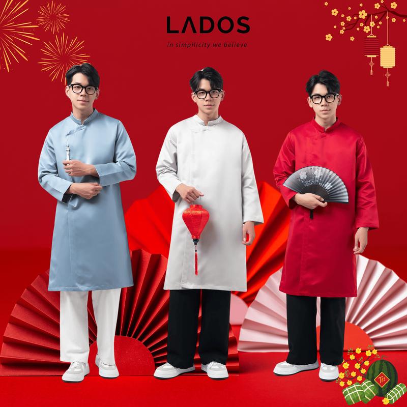 Áo Dài Nam Cách Tân , Áo Dài Tết tà chéo thời trang LADOS - 9201 chất vải TAPTA sang trọng, trẻ trung (KHÔNG KÈM QUẦN)