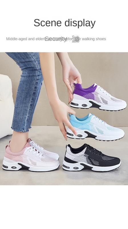 Product Introduction of New Running Shoes Ladies Breathable Sneakers Summer Light Mesh Air Cushion Women's Sports Shoes Outdoor Lace Up Training Shoes Comfortable walking shoes for foot protection 8