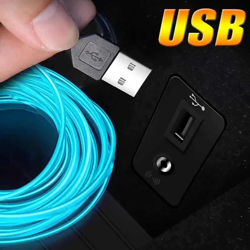 Dải đèn LED, USB Thông Dụng cho nội thất ô tô, bảng điều khiển, bảng điều khiển, dải đèn Xung Quanh 1 / 3M, trang trí ô tô 1