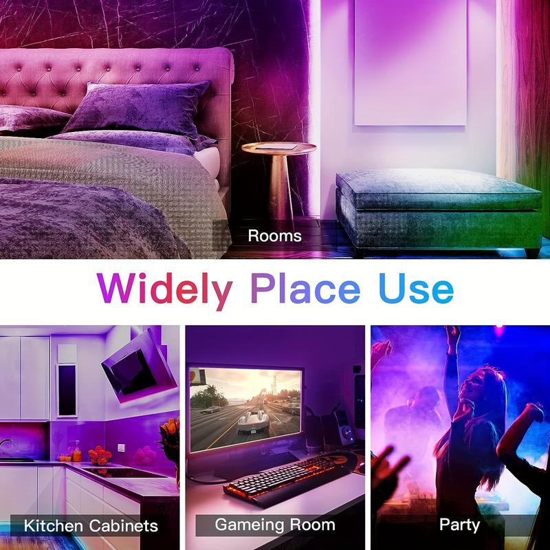 Product Introduction of Dải đèn LED RGB, dài 100ft, mới, điều khiển ứng dụng thông minh, đồng bộ hóa âm nhạc, thay đổi màu sắc, có thể điều chỉnh độ sáng, không thấm nước, hoàn hảo cho phòng ngủ, nhà bếp, trang trí nội thất, tiệc tùng và chiếu sáng xung quanh 4