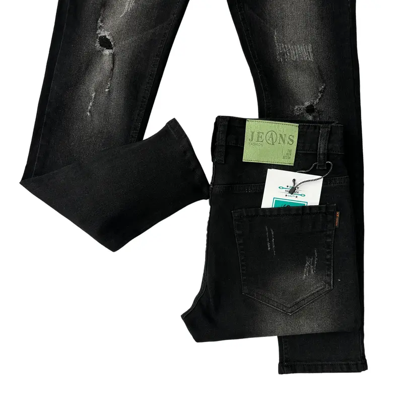 M-24: QUẦN JEANS NAM CAO CẤP ĐEN  RÁCH THỜI TRANG FORM SLIM Menswear Pants TOP Có Túi 2