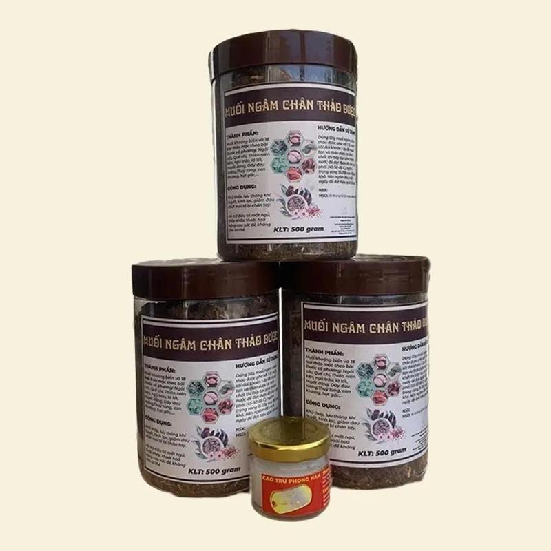 Laviban- Combo 3 hủ muối thảo dược Ngâm Chân Thảo Dược 500 gram ( kèm quà tặng )