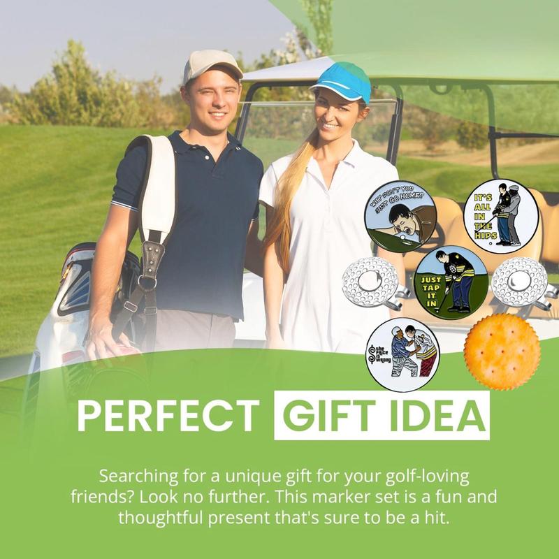 Product Introduction of Funny Golf Ball Marker with Magnetic Hat Clip Set, 5 Counts/set Golf Accessories for Men Golfers Dad Boyfriend Husband Birthday Retirement Fathers Day 4
