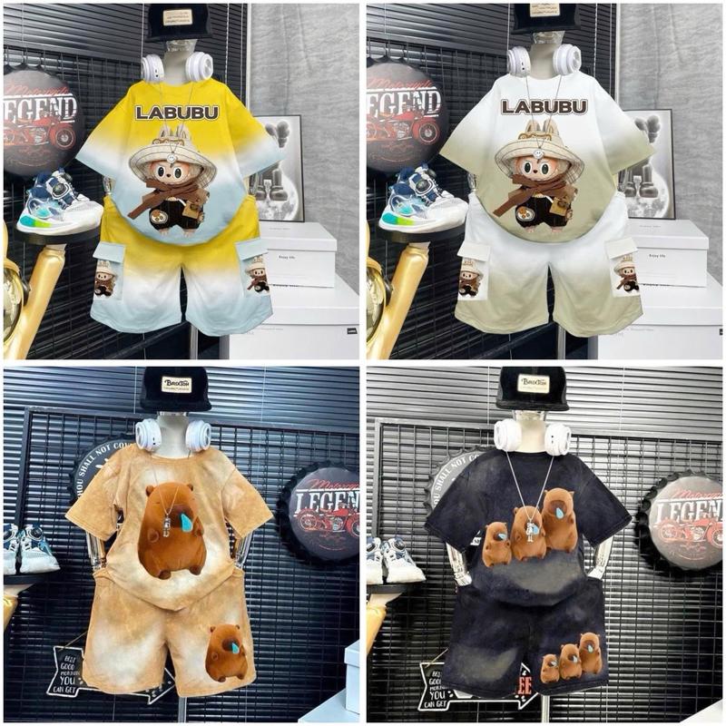 Combo 4 bộ 152K LABUBU&CAPYPARA quần áo bé trai đủ size 8-39kg chất thun lạnh thái mặc thoải mái mềm mịn mát (không túi)