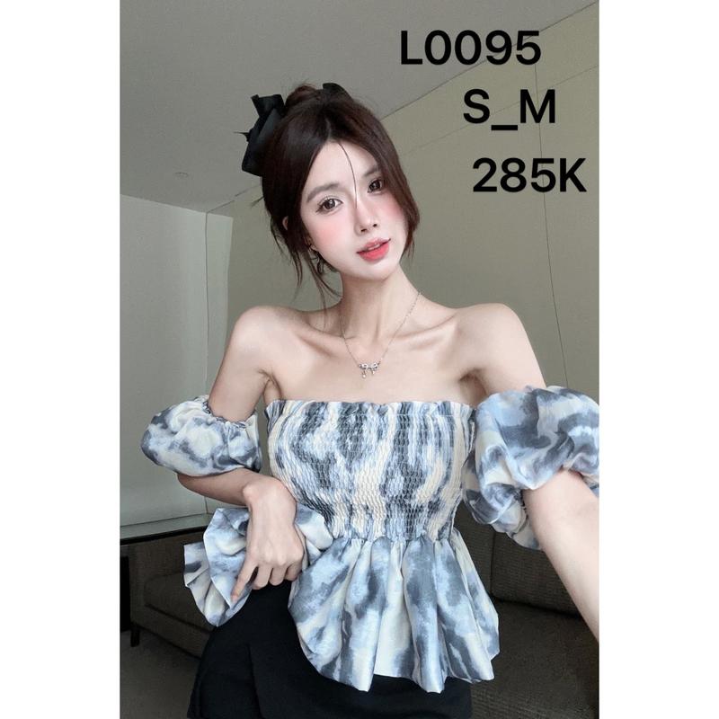 ( hàng có sẵn ) Áo kiểu nữ màu xanh loang kem L0095 ( hàng QC) 0