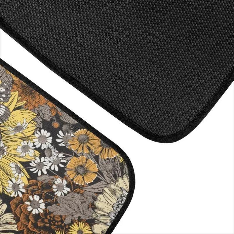 Sunflower & Mushroom Pattern Car Floor Mat, 4 Counts/set Anti-slip Car Floor Mat, Universal Car Interior Accessories for Women & Men 3
