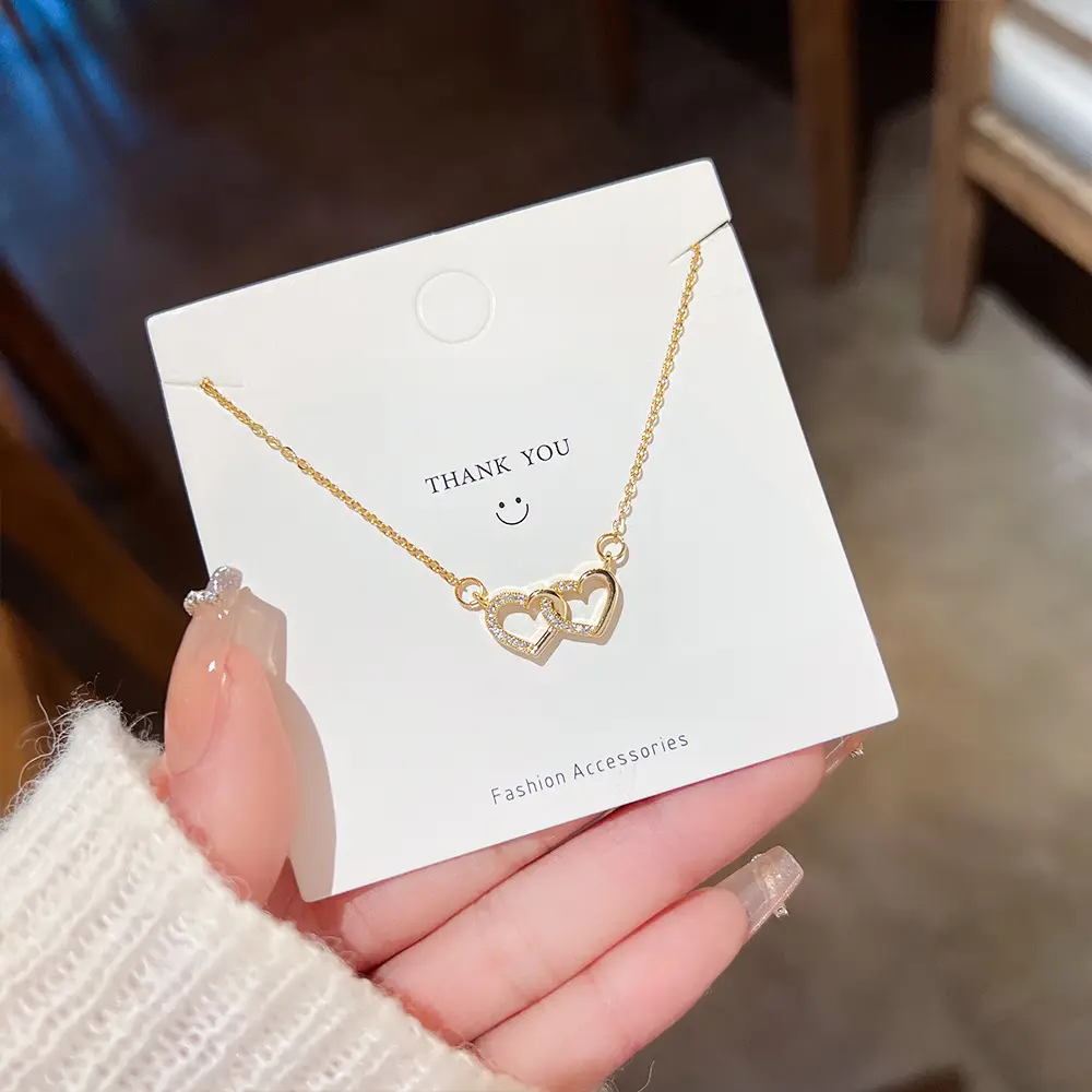 Kalung keluli titanium tidak luntur untuk wanita, rantai klavikula cinta gred tinggi serba guna, kalung pengaruh dalam talian yang anggun, loket dari hati ke hati