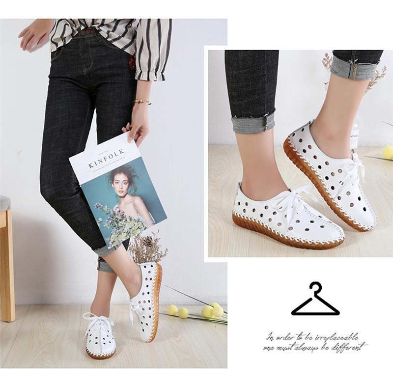 Product Introduction of Leather hand stitched single shoes Soft soled mother shoes lace-up retro fashion casual shoes flat women's shoes 10