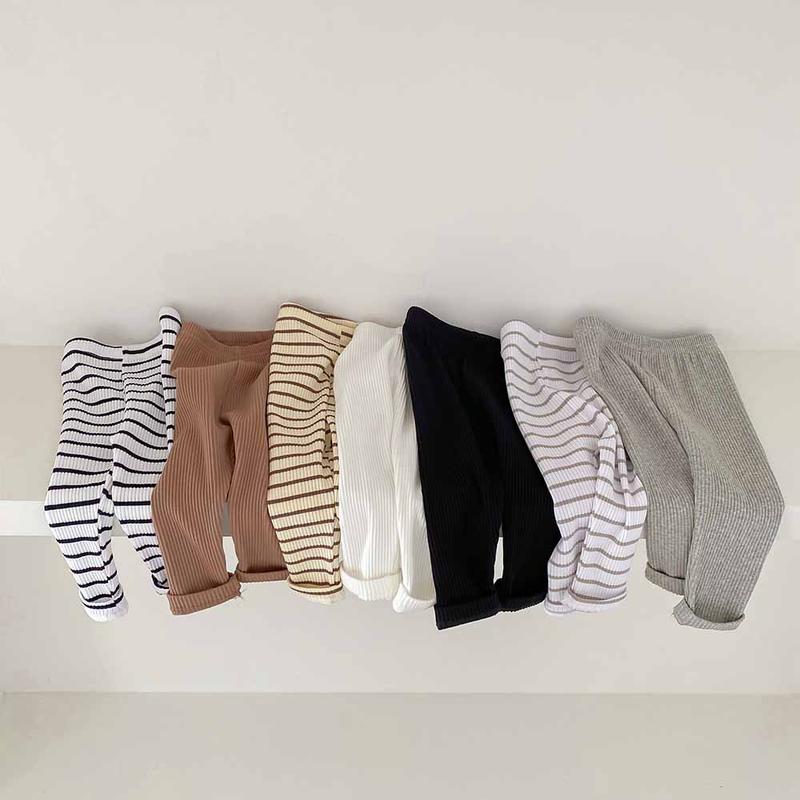 Product Introduction of Children's base pants for autumn and winter, Korean style, with fleece, long pants for boys and girls, 0-2 years old, striped, ins 1