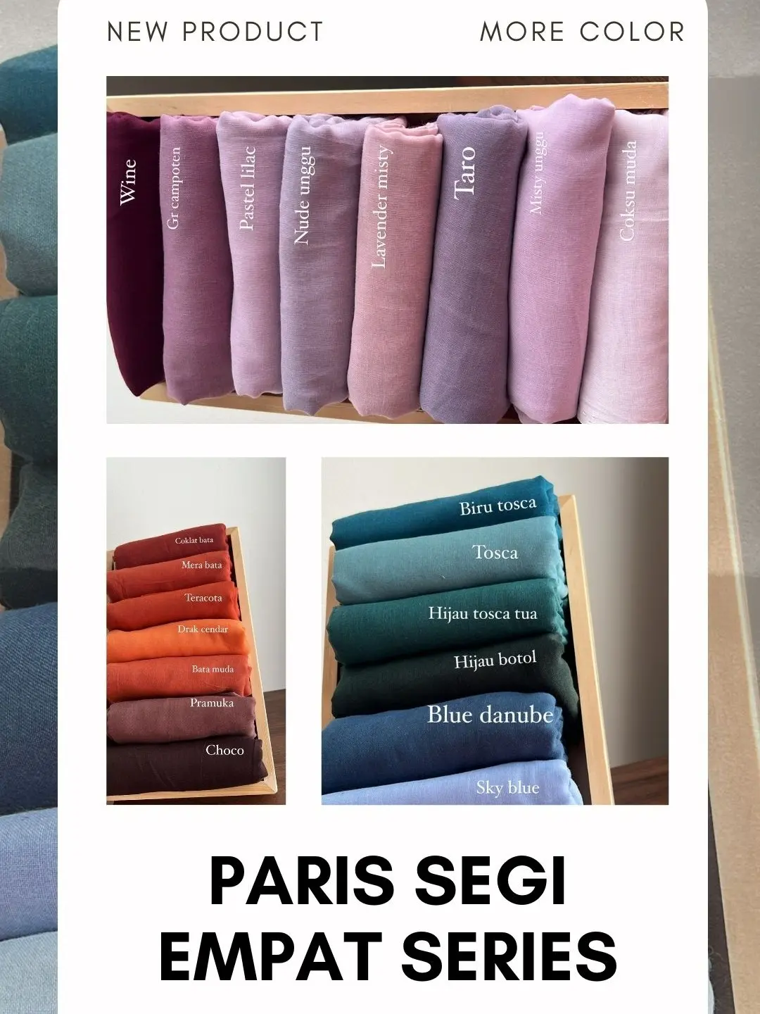 KERUDUNG/HIJAB PARIS SEGI EMPAT ORI VERSI RED ROSE ANTI LETOY 50 WARNA ( WARNA PART 2 ) ootd hijab style Muslim Katun Square