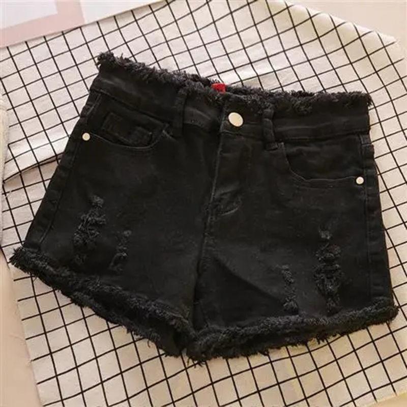 Quần Soóc Denim Co Giãn, Cạp Cao, Ôm Sát, Màu Đen Và Trắng, Phong Cách Hàn Quốc, Gợi Cảm, Quần Hot Mặc Trong Biến Mất, Dành Cho Nữ, Mặc Mùa Hè 6