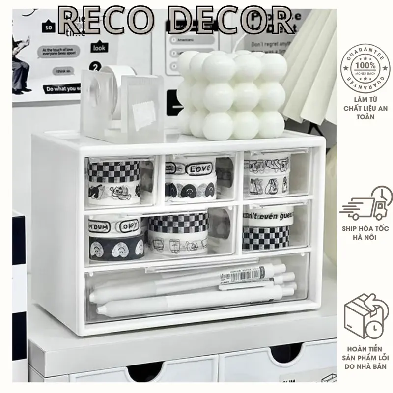 Tủ Hộp Cute Mini 6 Ngăn Lớn Nhiều Màu  Đựng Đồ Lặt Vặt Decor Bàn Học RECO 0