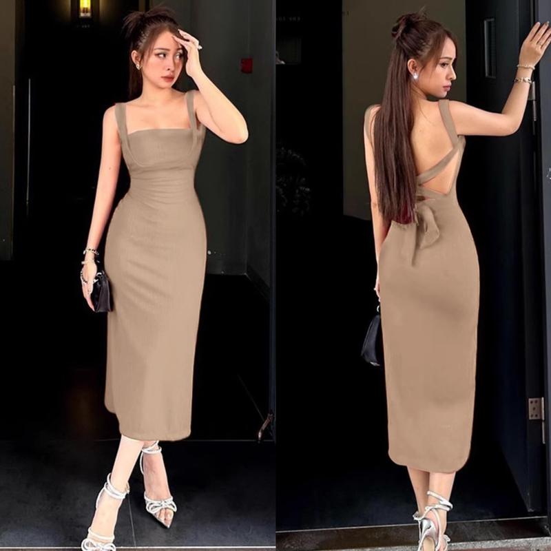 7861 đầm dây đỏ maxi dáng dài nàng thơ tiệc sinh nhật bigsize nữ dễ thương đầm công sở trẻ trung 3