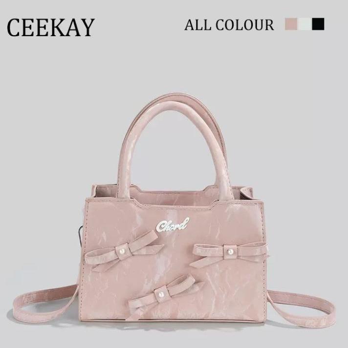Túi Xách Nữ Ceekay Chính Hãng Trơn Kiểu Loang Quai Quai Xách Đính Nơ Khóa Kéo Quảng Châu