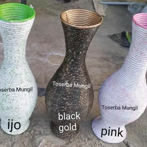 Guci akrilik warna ukuran 70cm guci rotan alami