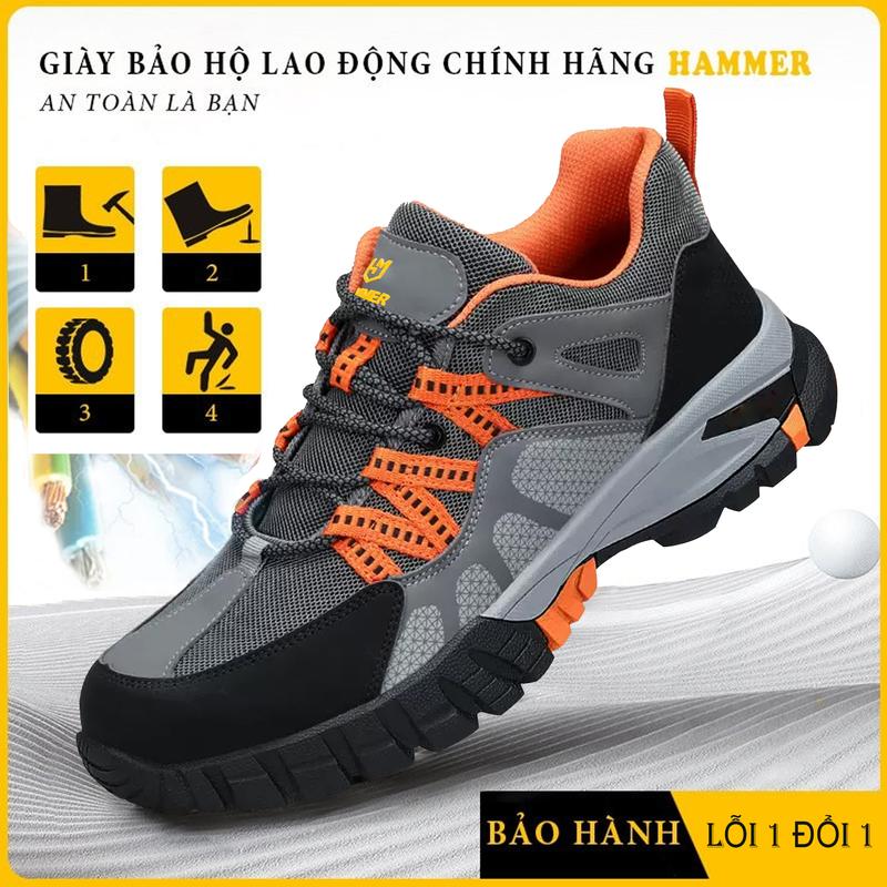 Giày Bảo Hộ Lao Động Thời Trang Sport Thiết Kế Đẹp Mắt Mũi Nhựa Đế Chống Đinh Cách Điện Chống Trơn Trượt An Toàn Bảo Hộ Siêu Bền